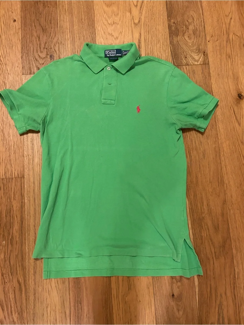 Ralph Lauren Bright Green Short Sleeve Polo with Pink Logo